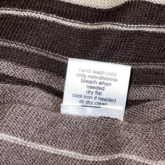 THREADS Open Drape Belted Cardigan Sweater Womens LARGE Light Knit Brown Striped - Picture 8 of 8